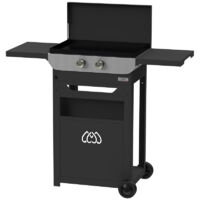 Le Marquier – Plancha électrique 3,5 kW avec plaque fonte émaillée 60x40 cm – Chariot avec 2 tablettes amovibles – Norme IPX4