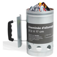 Cheminée Barbecue en Acier Galvanisé Allume Barbecue Rapide & Efficace Accessoire BBQ Charbon Ravigarden
