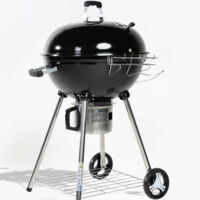 Barbecue Charbon de Bois 57 cm avec Couvercle Barbecue Rond Charbon BBQ Charbon 4 Pieds Idéal pour 8 à 12 personnes Centre Amovible Récupérateur de cendres Barbecue boule Ravigarden