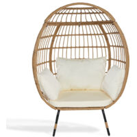 Fauteuil Œuf à poser Ravigarden Nino - Rotin / Blanc