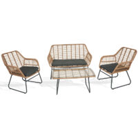 Salon de jardin bas en rotin 4 personnes Ravigarden Leda