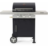 Barbecue à gaz 3 feux – Puissance 11,4 kW – Grilles en fonte 3x (21x42)cm – Thermomètre intégré – Pour 10 personnes – Taille L133 x l 57 x H115 cm – Barbecook