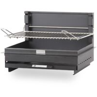 Le Marquier – Barbecue portable charbon 61 x 40 cm – Foyer horizontal avec grille réglable sur 3 niveaux – Acier époxy noir – Pour 6 à 10 couverts