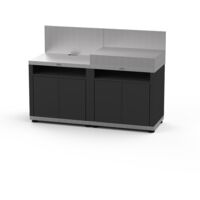 Le Marquier – Cuisine extérieure 2 modules – Meuble de cuisson avec tablette – Crédences inox – Personnalisable et modulable – Systèmes de liaison faciles