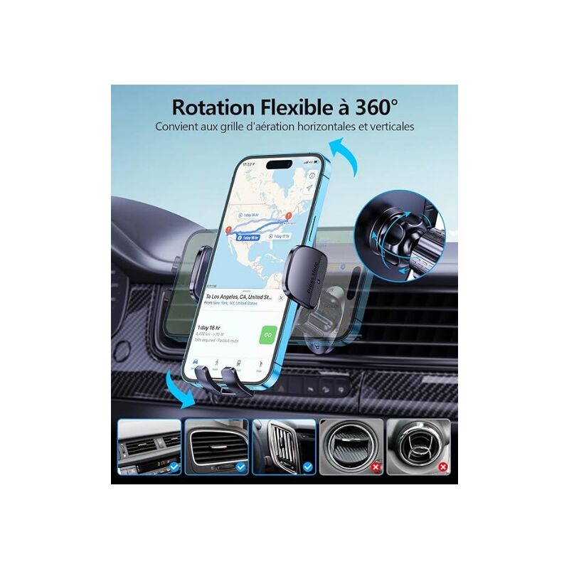 Acheter Support de téléphone portable pour rétroviseur de voiture, rotatif  à 360 °, Support de montage dans la voiture pour siège de téléphone  portable, Clip de suspension
