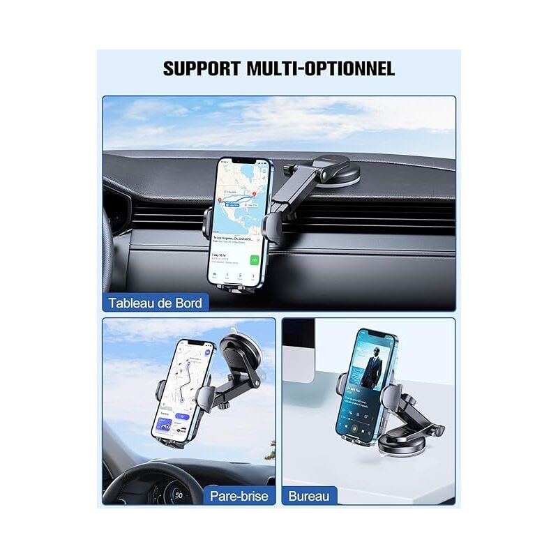 Support Tlphone Voiture, 360 Support Ipad Tableau De Bord/pare-brise Pour  Car, Support Telephone Ventouse, Compatible Pour Ipad, Iphone, Samsung Et  Le