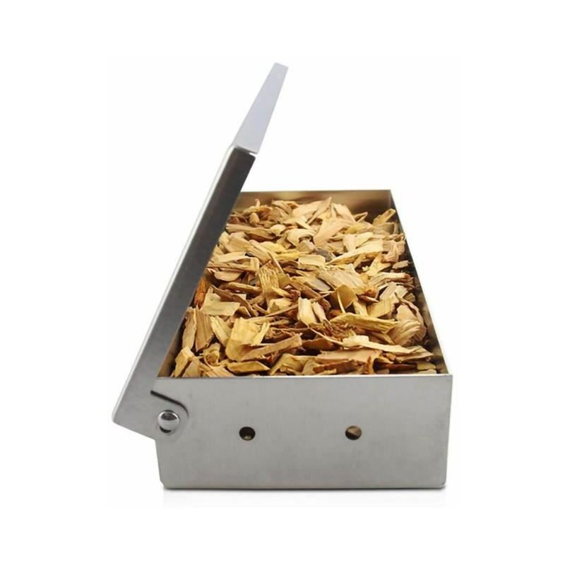 Taille Silver Boîte de fumeur de copeaux de bois lavable, pour gril, trou  en acier inoxydable