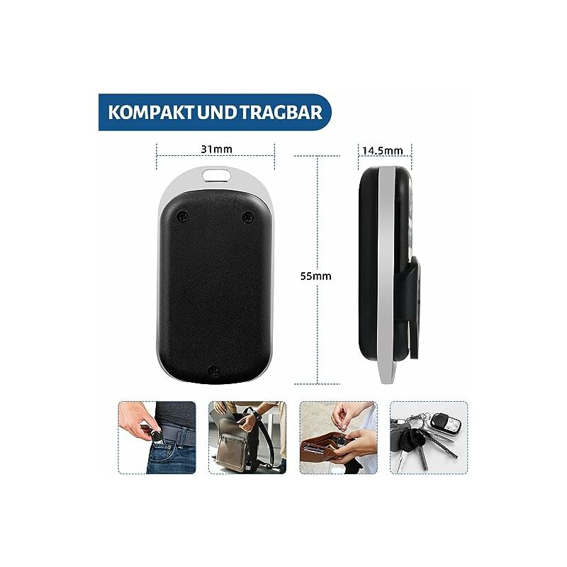 Telecommande Universelle Portail,Zuroki 2pcs Telecommande Garage  Universelle sans Fil, Telecommande Portail Compatible 433.92 MHz Rolling  Code à 4