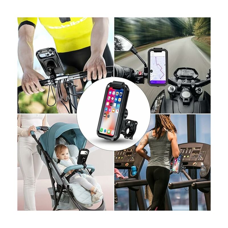 Support Telephone Velo Moto Etanche, Universel Ecran Tactile Support  Smartphone Vélo 360°Rotation Anti-Vibrations Support Guidon Housse de  Téléphone pour 4,7-6,1 Pouces Smartphones(S)