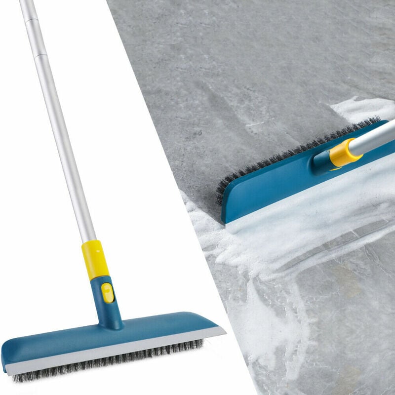 Brosse à récurer les sols avec manche long réglable 2 en 1 grattage et  brosse à poils raides brosse de nettoyage de douche pour salle de bain  patio cuisine mur 