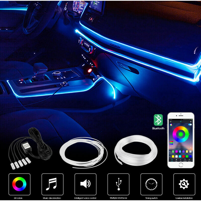 Neon 36 48 Led Voiture Environnement Intérieur Lumière Avec USB Sans Fil  Télécommande Musique App Contrôle Voiture Rgb Atmosphère Décoration Lumière  App Bluetooth + Télécommande