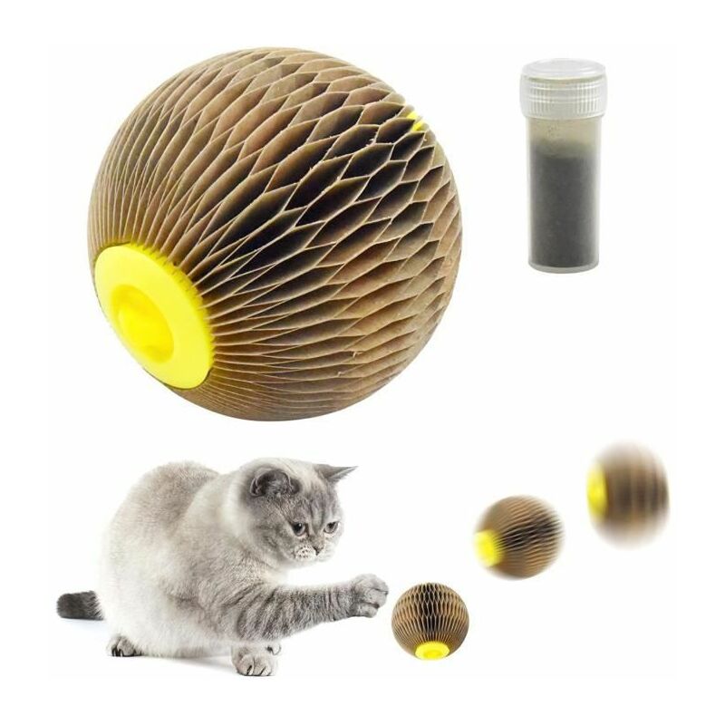 Jouet pour chat balle interactive pour chat avec herbe à chat jouet pour chat  d'intérieur balle crépitante pliablePour les animaux de compagnie