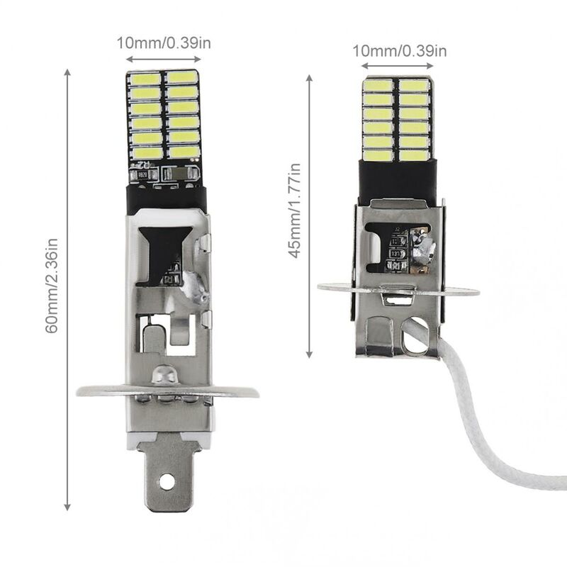 Acheter Ampoule LED H1 H3 pour phare antibrouillard de voiture, Super  lumineux, haute puissance, 24 puces 4014 SMD 12V 6000K, 2 pièces