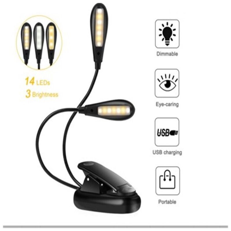 Lampe de pupitre LED flexible USB/à piles, lumière à clipser parfaite pour  lecteur de musique, support de musique, lumière LED rechargeable à clipser