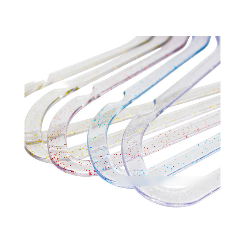 personnalisé en plastique Transparent cintres antidérapants peu encombrant  costume cintres paillettes acrylique or poudre perle cintre 1