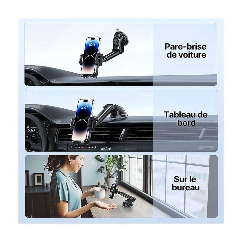 Adorling Support Voiture Telephone Support Telephone Voiture 3 in 1 Porte Telephone  Voiture Ventouse Socle Telephone Voiture Rotation 360 Degrés Universel pour  Tableau Voiture Grille Aeration… : : High-Tech