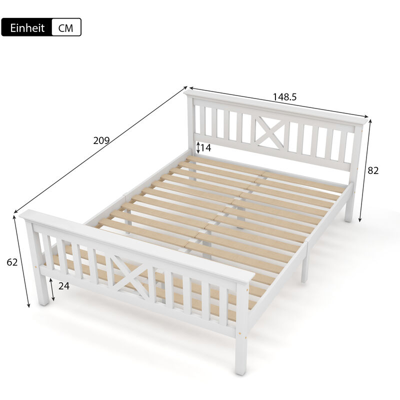 Lit 2 personnes Livie avec Sommier. Structure chêne massif et plaqué