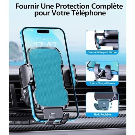 Support Voiture Smartphone, avec Fixation Tableau de Bord / Pare-soleil et  Clip grille d'aération - Français