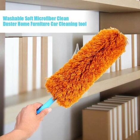 Plumeau dépoussiérant Outil anti-poussière en microfibre douce avec  Adsorption électrostatique 56cm Outil de nettoyage lavable[