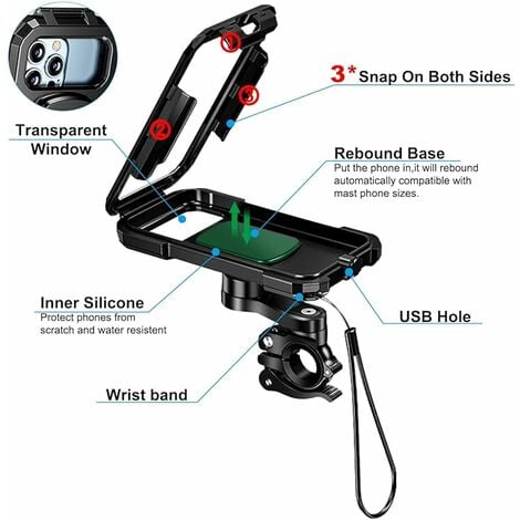 ROCKBROS support téléphone portable vélo support moto guidon 360° smar –