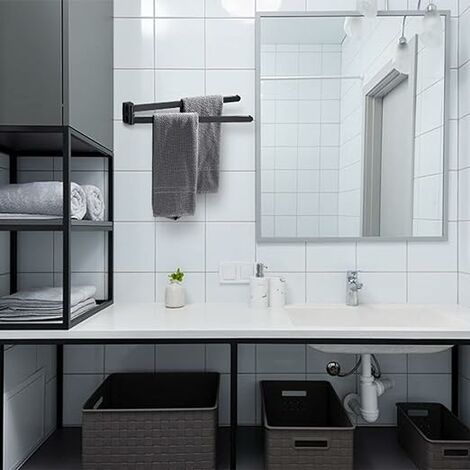 Porte-serviettes Mural Aluminium 40cm Réglable - Finition Or Brossé - Pour Salle De Bain