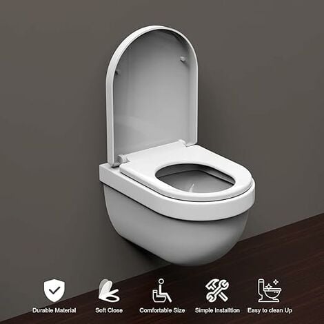 Abattant WC Forme O Lunette de Toilette Fermeture en Douceur Frein