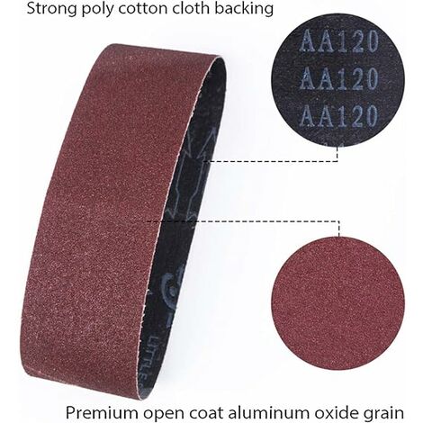32 Bandes Abrasives 13 X 457 Mm - Grains 40/60/80/120 - Pour Ponceuse à Bande - Oxyde De Zirconium Alumineux - Compatible Black&Decker, Etc.