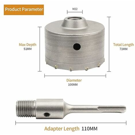 Couronne Forage 110mm SDS Plus - Pour Maçonnerie Et Brique | Avec Adaptateur M16