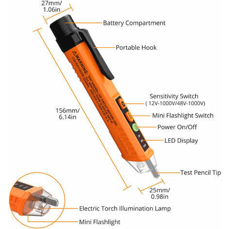 Testeur De Tension Sans Contact - Stylo Détecteur DC 2-100V Pour Voiture