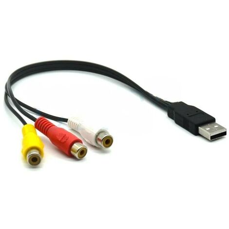 3.5mm à mâle Rca Adaptateur Double Coude Hd Rca Câble de conversion pour  Vcr Lecteur DVD Caméscope TV