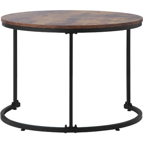 Table Basse Ronde Ensemble de 2 Ensemble de Tables Basses Salon Table d'Appoint Ronde Imbriquée 2 Table d'Appoint Ronde (Marron)