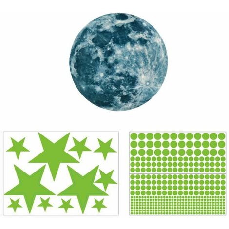 435 Points Lune et Etoiles phosphorescentes Stickers Muraux