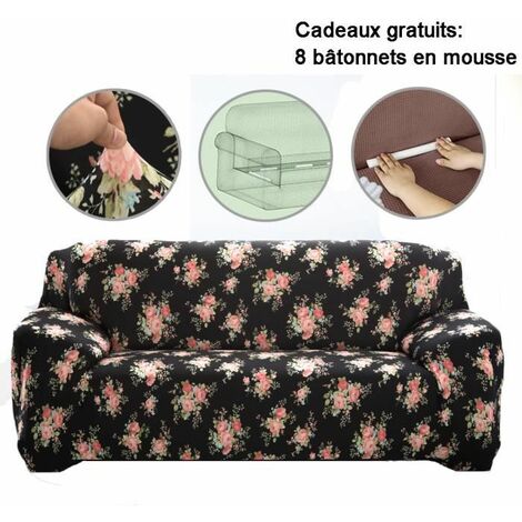 Housse de clic clac + bande socle ESSENTIEL NOIR - Housse de canapé et jeté  de canapé - Décoration textile - Linge de maison