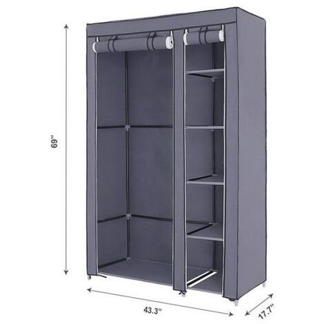 Armoire De Rangement Portative En Tissu 3 Portes - Dimensions 147x44x174 Cm - Marque FCH - Neuf