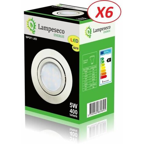 Lot De 6 Spots LED Slim Encastrables Chrome Brillant 3W Blanc Chaud 3000K - Trou 55-60mm