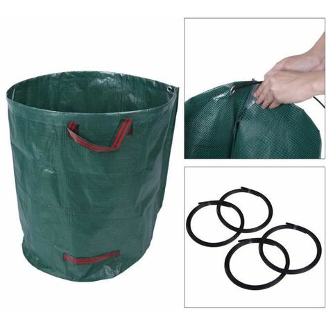Sac à ordures de jardin 4pcs 270L Portable Grand sac tissé de jardin Déchets  de déchets Extérieur