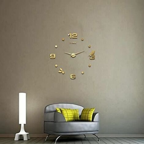 1pc 3D Sans Cadre Grande Horloge Murale Acrylique Bricolage, Horloge Murale  Miroir Grand Autocollant Mural Silencieux