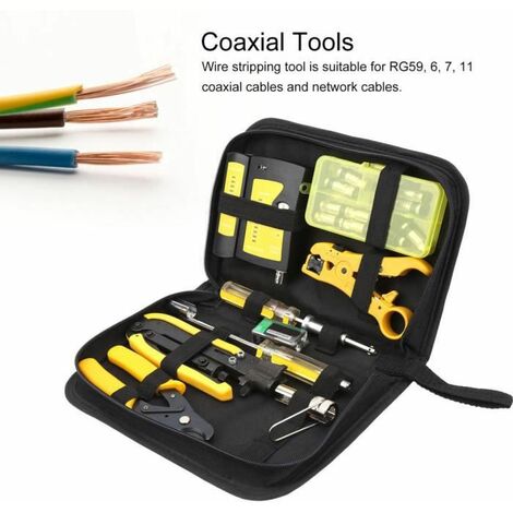 Kit d'outils pour installation réseau / téléphone avec testeur