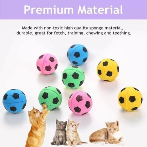 Paquet de 8 boules d'éponge de chat jouet de ballon de football en mousse  souple couleurs vives jouet interactif pour animaux de compagniePour les  animaux de compagnie