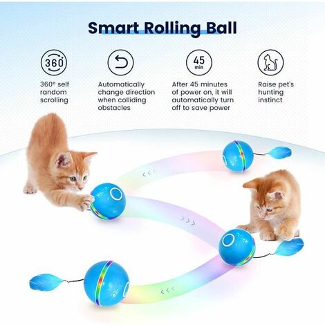 Jouet interactif pour chat - Pour les mouvements de chat en intérieur - LED  - Rotation automatique - Jouet mobile pour chat - Jouet pour chat - Robot à  3 modes : : Animalerie
