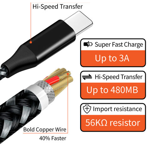 Câble de données de téléphone portable Câble de charge rapide trois en un  Câble de charge tressé
