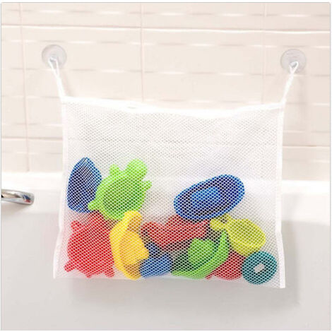 Filet de rangement pour jouets de bain pour enfant - Filet de bain avec 2  ventouses - Crochets