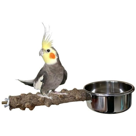 Mangeoire à oiseaux support en bois Cage à oiseaux bol d'alimentation pour