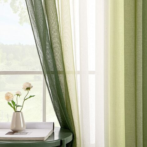 Rideau Voilage Rideaux Dégradé à Oeillet Voilages Intérieur Fenêtre en  Polyester Couleur Changée Voile Transparent Décor
