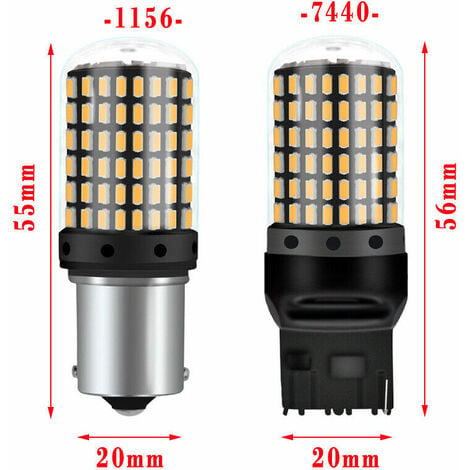 2x BA15S 1156 144SMD P21 W LED clignotant ampoule feu stop arrière ampoule  Red