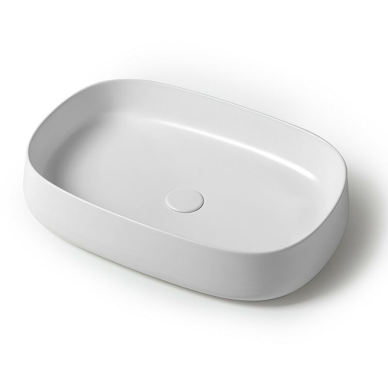 Lavabo da appoggio in ceramica rettangolare 41x42 cm bianco lucido