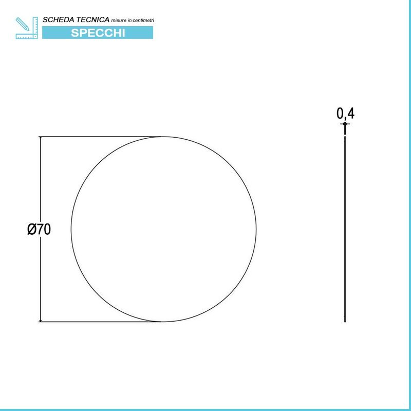 SPECCHIO TONDO ANNI 60 / 70 DIAM 90 CM