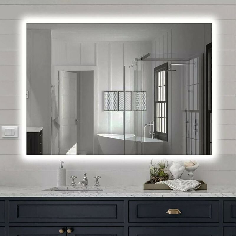Specchio bagno 60x80 cm illuminazione perimetrale e installazione  reversibile