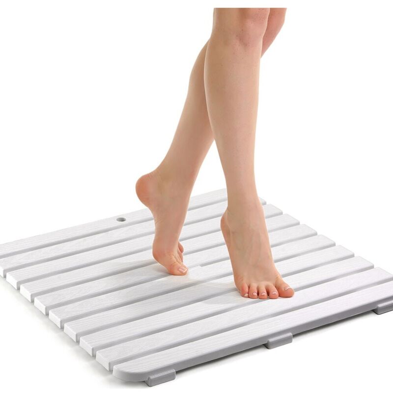 Pedana Per Doccia 54x54cm In Plastica E Gomma Antiscivolo Feridras Bianco 84414576 - 2
