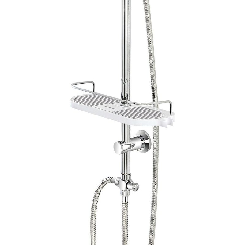 Set colonna doccia in acciaio 105 cm con soffione quadrato 20 cm e doccetta  linea Platinum